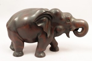 Asian Carved Wood Elephant Sculpture