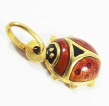 Vintage 14k Gold Enamel Ladybug Lucky Charm Pendant