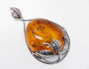 Baltic Amber Sterling Silver Necklace Pendant